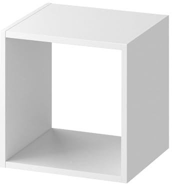 Acomoda Textil – Estantería para Pared y Suelo de Madera Moderna y Resistente para Dormitorio, Cocina, Baño y Oficina. Estante para Organizar de Fácil Instalación. (1 Cubo, Blanco)