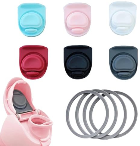 Silikonstopper für Wasserflaschen - 6x Ersatz durch 4 Dichtungsringe | Passt 19oz, 24oz, 32 Unzen, 40 Unzen Größen | Obere Deckeldichtung | Bietet eine sichere und leckere Versiegelung