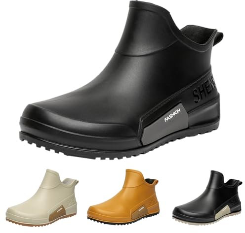 Stivali di gomma da uomo e donna, corti, antiscivolo, da pioggia, unisex, da giardino, impermeabili, leggeri, per passeggiate, corti, antiscivolo, per attività all'aria aperta, grigio., 42 EU