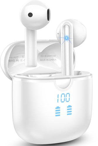 Cuffie Bluetooth, Auricolari Bluetooth 5.4 Hi-Fi Stereo con 4 HD Mics, Cuffie in Ear Wireless Cancellazione Rumorecon 40 Ore LED Display, USB-C Rapido, IP7 Impermeabili Cuffiette Bluetooth Android/iOS