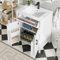 Arhatreya 60 x 46 x 84,8 cm, mueble de baño de pie con lavabo, lavabo, completamente lacado, estantes de puertas dobles, cajones, estantes ajustables, lavabo de cerámica integrado, color blanco