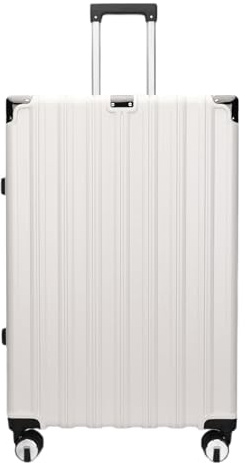 Infinity Leather Koffer Trolley Handgepäck Handgepäck Hartschale PC Reisetasche Leichtgewicht mit langlebigen 4 Spinner-Rädern (White, M(66cm 70L))