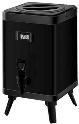 Isoliertes Edelstahlfass, doppelschichtiger Isolierfassbehälter mit Wasserhahn und digitaler Temperaturanzeige, für Warmwasser (schwarz, 10 l)