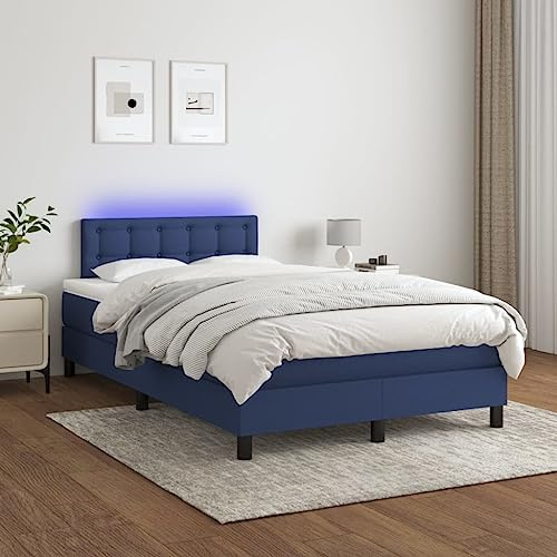 Iiaky Boxspringbett 120x200 mit Matratze Boxspringbett 120x200 mit led Bett 120x200 mit matratze und lattenrost Polsterbett 120x200 Einzelbett Schlafzimmer-Blau-120 x 200 cm Typ 3
