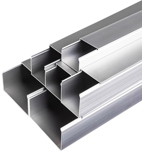 RSBFER Kabelkanal aus Aluminiumlegierung, Selbstklebender Kabelkanal Kabelkanal für Innen/Außen/Garage/Lager, 1 m,50x50mm