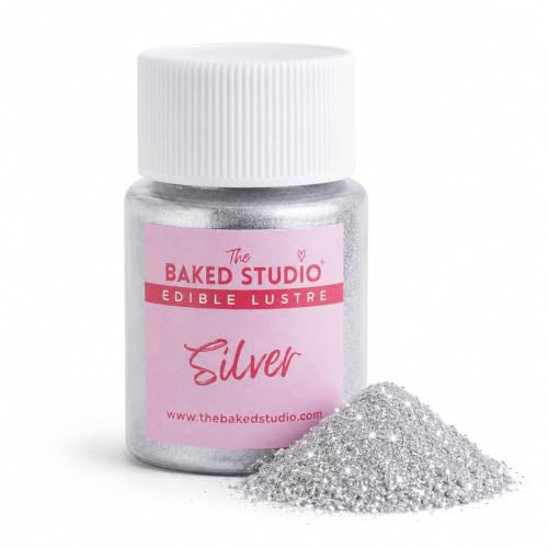 The Baked Studio - Original Edible Glitter Lustre Dust for Cake Decorating (Silver 10g)