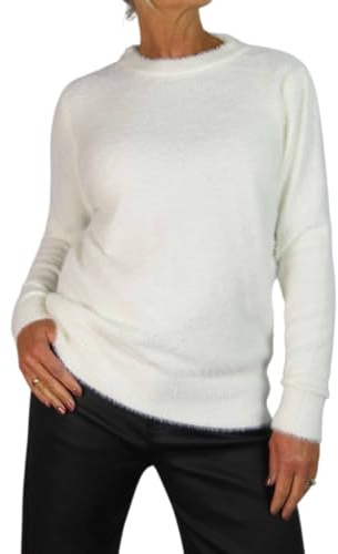 Paulo Due Women's Textured Knitted Crew Neck Jumper | Ladies Soft Stretch Sweater, Winter Soft Touch