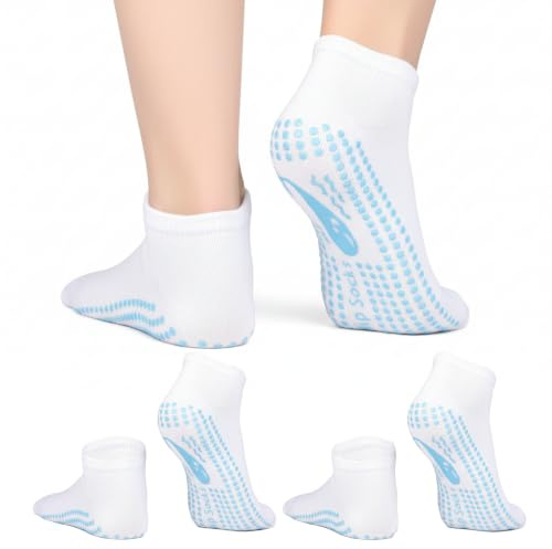 TENQUAN Calzini Antiscivolo per yoga 2/4 Paia Calzini in Cotone Donna Uomo con Impugnature per Pilates per Allenamento Sportivo Domiciliare | Calzini antiscivolo con gommini in ABS per fitness, bar, ospedale, casa e allenamento