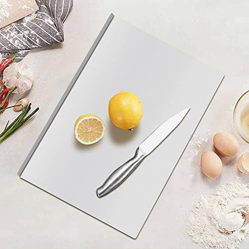 Tagliere da cucina, 70 x 50 cm, tagliere in acciaio inox, taglieri con cuscinetto antiscivolo, tappetini da taglio piegati su entrambi i lati, per carne, frutta, verdura, argento