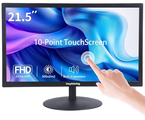 Insykktrkig Écran PC Tactile 21.5 Pouces Tactile 10 Points -16:9-300cd/m² - 75Hz 98% sRGB FHD 1920 × 1080 Jeux Moniteur d'ordinateur avec HDMI VGA Type-B Haut-parleurs pour Laptop PC Xbo P-S3/4