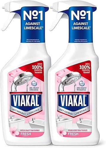Viakal Bathroom Limescale Remover Spray Fresh Rose 2 x 500ml – Powerful Multi-Surface Descaler for Taps, Showers & Tiles | Removes 100% Limescale & Prevents Water Marks