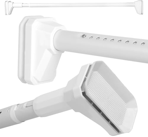 Heavy Duty Tension Pole, Extendable Curtain Rod No Drill - Telescopic Adjustable Rods for Window or Door, Strong Support for Clothes Hanging, Wardrobe & Shower Curtains (White, 70-120cm)