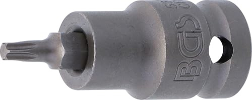 BGS 5370 | Kraft-Bit-Einsatz | Länge 55 mm | T-Profil (für Torx) T25 | Antrieb Innenvierkant 12,5 mm (1/2) | Chrom-Vanadium-Stahl | Brüniert | max. 20 Nm | Hand- und Schlagschrauberbetrieb