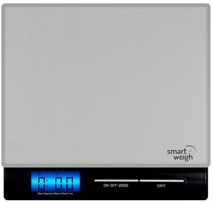 Smart Weigh Professional Digital Kitchen and Postal Scale with Tempered Glass Platform, Multiple Weighing Modes and Tare Function, Silver