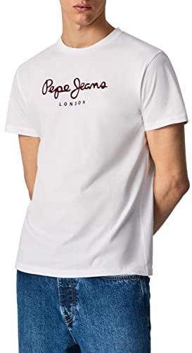 Pepe Jeans Eggo N Camiseta, Blanco (White), XS Hombre