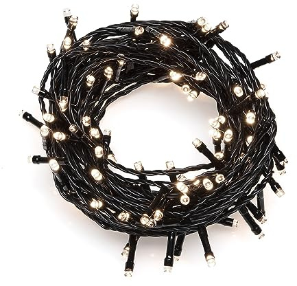 Konstsmide Micro LED Lichterkette, 500 warm weiße Dioden, 24V Außentrafo, schwarzes Kabel - 3645-110