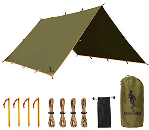 Free Soldier wasserdichte Bewegliche Tarp Multifunktionale Outdoor-Camping-Reisen Markise Backpacking Tarp Shelter Regen Tarp braun