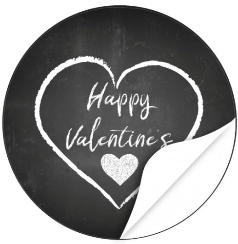 48 Aufkleber „Happy Valentines“ – Valentinstag Liebe Herzen Tafel Kreide | Premium Sticker & Etiketten rund 4 cm selbstklebend – Geschenke Karten Verpackungen Partner Jahrestag Hochzeit