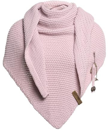 KNIT FACTORY - Dreiecksschal Coco - Damen Strickschal mit Wolle - Umschlagtuch für den Herbst und Winter - Winterschal - Dreieckstuch - Hochwertige Qualität - XXL Schal - 190 x 85 cm - Rosa