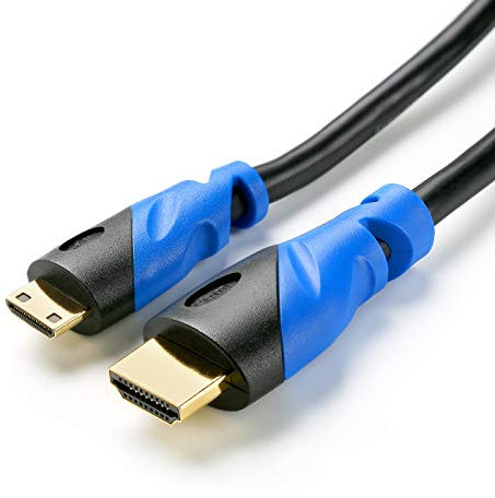 CSL-Computer miniHDMI Kabel | 3m | schwarz/blau | HDMI 2.0 | 3D-Ready | 4K/60Hz | miniHDMI auf HDMI