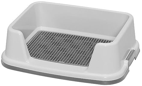 Iris Ohyama, Toilette, Töpfchen-Trainingstablett mit Kunststoffrand und Pfotenpolstern, L 39 x B 51 x H 15,4 cm, Einheit, rutschfest, BPA-frei, TRT-500, für Hunde, grau