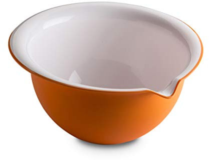 Omada Design Rührschüssel 2 L, Schüssel 25x23,5x13 cm aus Polypropylen und integrierten antimikrobiellen Mitteln eliminiert Bakterien und Pilze. Made in Italy, Linea Sanaliving, Weiß Orange