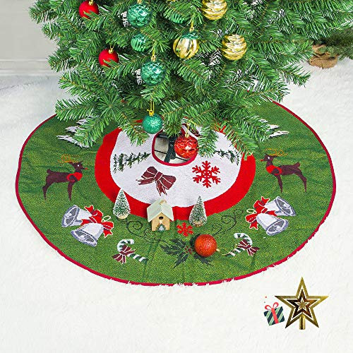 Odot Weihnachtsbaum Rock Dekoration, Decke Weinachtsdeko 100cm Rund Weihnachtsbaumdecke Weihnachtsbaum Röcke Ornaments für Weihnachten Baum Rock Deko Schutz (100cm,Bell)