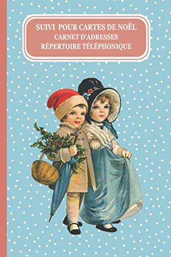 Suivi pour Carte de Noël, Carnet d'adresses, répertoire téléphonique: Pour gérer vos cartes de vœux , tracker | A5, Nouvel An Vintage Enfant bleu