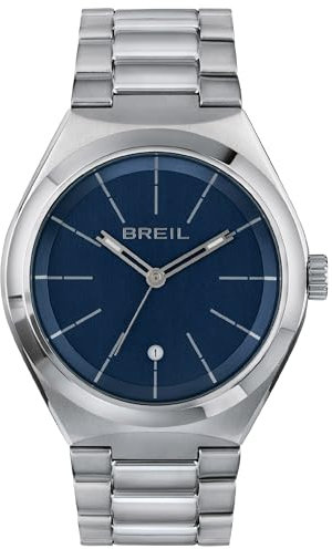 Breil Uhr Herren Bend Ziffernblatt BLAU Bewegung NUR Zeit Quartz e Bracelet Stahl Silber TW1908