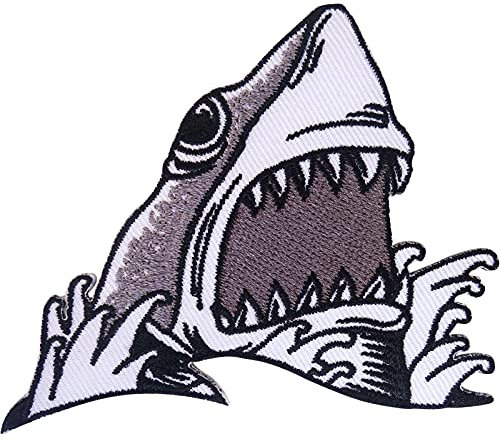 Hai-Aufnäher Eisen zum Aufnähen von Kleidung Jeans Fisch bestickte Abzeichen-Stickerei-Applikation