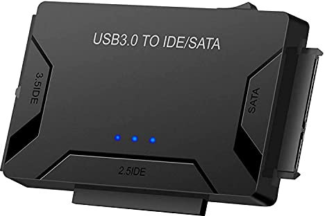 L40CS Adaptateur USB 3.0 vers IDE/SATA pour disque dur externe 2,5 et 3,5 HDD/SSD, adaptateur USB 3.0 vers SATA/IDE avec interrupteur d'alimentation et alimentation