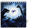 Zomer Duschvorhang Textil Waschbar Anti-Schimmel Badezimmer Badewanne Vorhang Bedruckt mit Dinosaurier Silhouette,Blau,180 x 200 cm