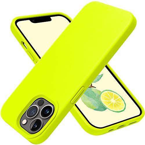 OTOFLY iPhone 13 Pro Case,Ultra Slim Fit iPhone Case Liquid Silicone Gel Cover with Full Body Protection Anti-Scratch Shockproof Case Compatible with iPhone 13 Pro (Fluorescent Yellow)