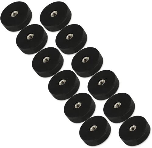 [12 Stück] Neodym Magnete Gummiert 22mm 5,5KG Stark - Gummi Magnet Scheibe mit M4 Innengewinde Bohrung - Für Schrauben, Haken, Öse