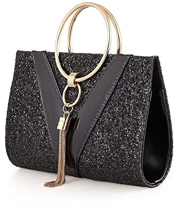 JURLEA Pochette Chaîne Poignée Petit Sac à Main en Cristal avec Strass pour Femmes - Dames Mariage et Dîner