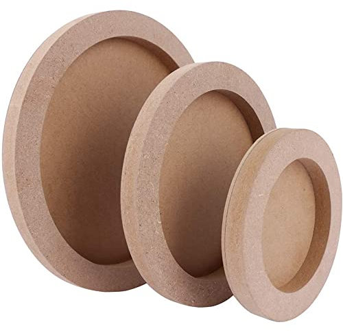 CENPEK 3Pcs Wood Canvas Boards for Painting, Round Unfinished Fiberboard Paint Pouring Panel Boards, 0.6In Deep Cradle Artist Painting Boards for Painting