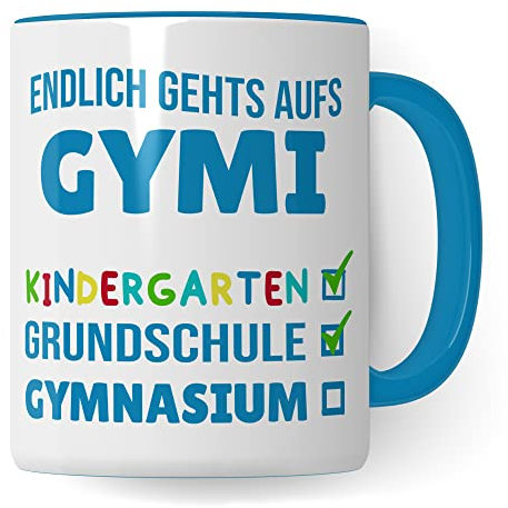Tasse 5. Klasse Gymnasium - Geschenk Schulwechsel Grundschule Gymnasium Übergang - Geschenkidee Übertritt Gymnasiast Jungen - Kakaobecher Schule Schüler Gymi Becher