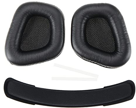 1 Pair Ear Pads with Headband Compatible with Corsair Void/Void Pro/RGB Elite Wireless Protein Leather Earphones Pads Replacement Black