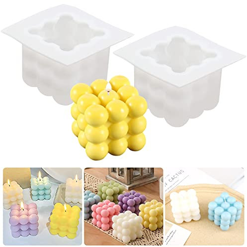 Kerzenform Silikon, 2 Stück Bubble Kerze, 3D DIY Silikonform Kerzen Gießen Formen, Kerzen Selber Machen Set, Kerzenformen zum Gießen, Silikonformen Gießformen, Kerzenform für Duftkerze, Seife (B)