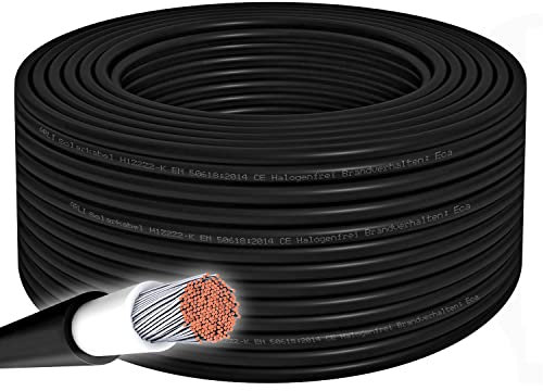 ARLI Solarkabel 50m H1Z2Z2-K 4 mm² Solarleitung schwarz Erdverlegbare Einzelleitung Photovoltaik Halogenfrei Verlängerungskabel isoliert Solar Kabel Litze Leitung