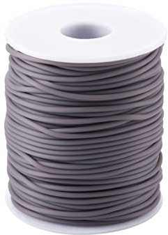 Crafans Cordoncino in gomma da 2 mm, 50 metri/rotolo, colore puro, per la creazione di gioielli, fai da te, artigianato, bracciali, lavori a maglia tubolari, grigio