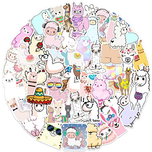Alpaka Aufkleber 100pcs, Ästhetische Dekoration Vinyl Sticker für Sammelalbum, Laptop, Kinder, Teenager, Mädchen