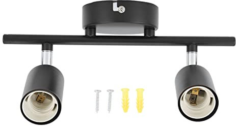 Topiky LED Schienenleuchte, Unterputz Deckenstrahler mit Drehbarer, Verstellbarer Lampenfassung, 2 Verstellbare E27 Schienenköpfe, Moderner Innenstrahler für Küche, Wohnzimmer