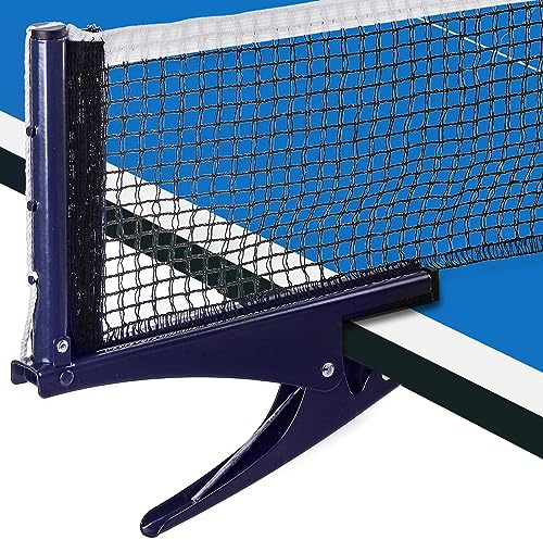 Hbaushun Collapsible Table Tennis Net,Training Competition Professional Ping Pong Net Portable Posts with Adjustable Strength Clip,Stable Base for Standard Table