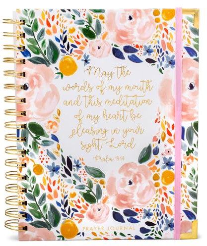 Mary Square SH00062 May the Words of My Mouth Enchanted Garden Pink Rose 7 x 9 Paper Prayer Journal Notebook Scratch Pad