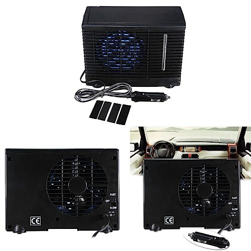 LIFKOME 12v Portable Car Air Conditioner Car Cooling Fan Mini Air Cooler with Water Evaporative Cooling Low Noise Fits Dashboard Easy Install