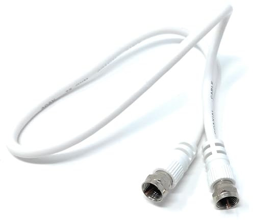 0.5m F-Type Male to Male Coax Coaxial Cable, Extension 75ohm Cord Wire Compatible with Satellite Dish, TV Antenna, Freeview TV, DVD, VCR, SKY HD, Virgin, BT White 1.6ft