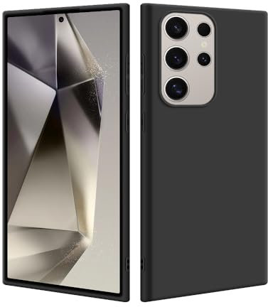 HSP Hülle für Samsung Galaxy S24 Ultra 5G [Staubabweisend] Handyhülle | Premium TPU Silikon Case Schutzhülle | Kratzfest Stoßfest Fallschutz | Kameraschutz Displayschutz Passgenau Dünn Matt | Schwarz