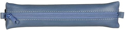Clairefontaine 77039C - Schlampermäppchen Age Bag, flach, aus Leder, ideal für Notizbuch, 20x4,5 cm, Blau, 1 Stück