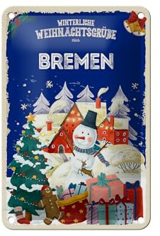 FEMER Blechschild Weihnachtsgrüße aus Bremen Geschenk Dekoration 12x18cm